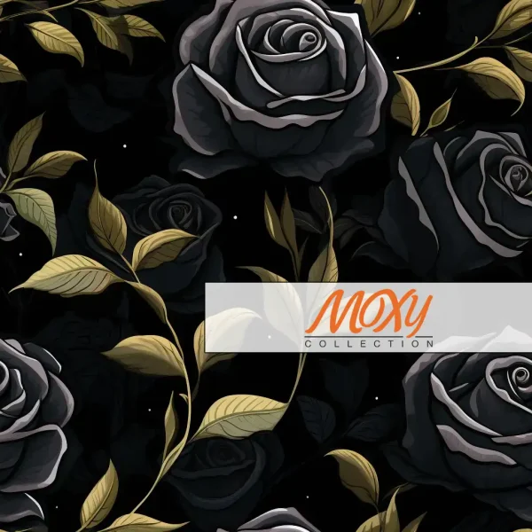 Midnight Elegance: Seamless Black Rose Pattern 1