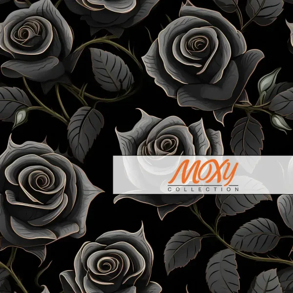 Midnight Elegance: Seamless Black Rose Pattern 2