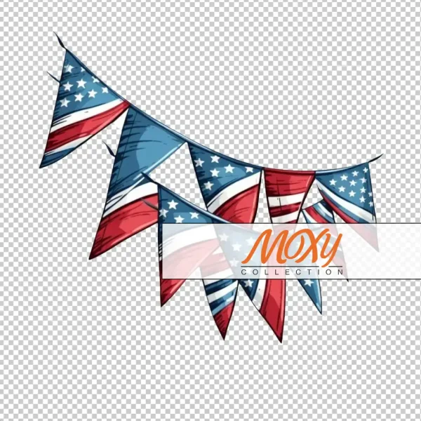 Red, White, and Blue Festoon: Flag Bunting Design 02