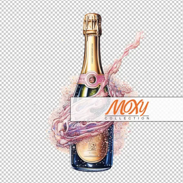 Bubbly Elegance: Printable Champagne Design 02