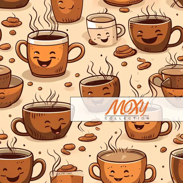 Brewed Bliss: Seamless Coffee Cup and Beans Pattern 11