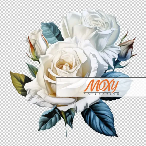 Pure Serenity: White Roses Digital Design 02