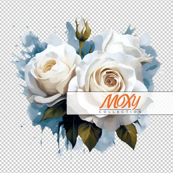 Pure Serenity: White Roses Digital Design 05